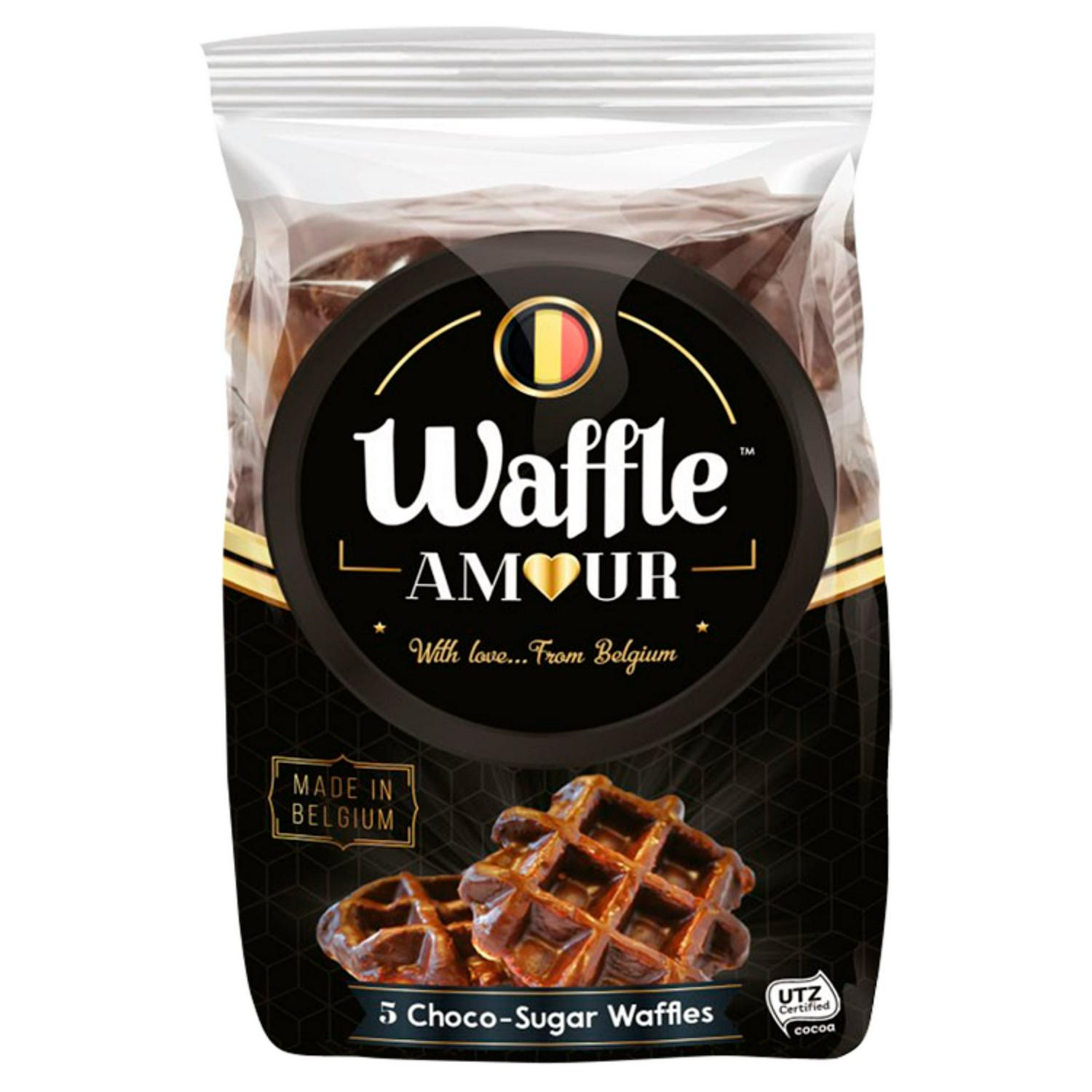 Waffle Amour Choco-Sugar Waffles 5x 60g (Nov 23) RRP £1.69 CLEARANCE XL 89p or 2 for £1.50